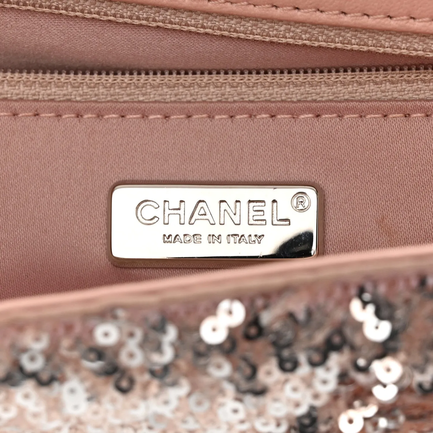 Sequin Mini Flap Light Pink Silver