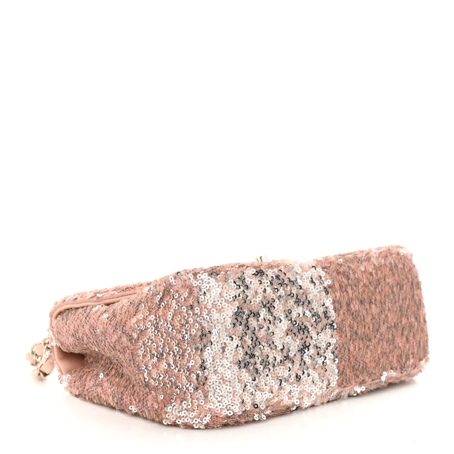 Sequin Mini Flap Light Pink Silver