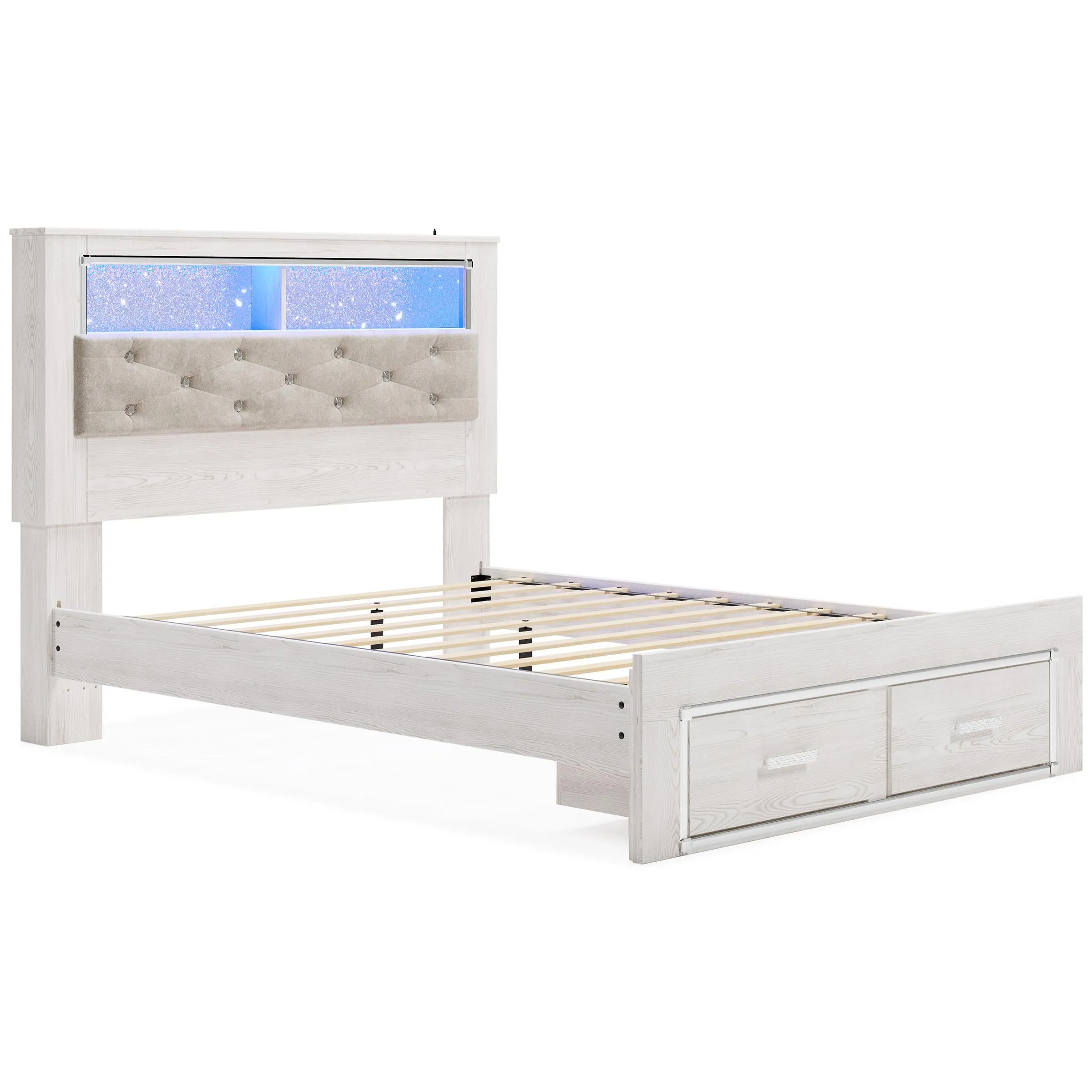 Signature Design by Ashley Altyra Queen Upholstered Bookcase Bed with Storage B2640-65/B2640-54S/B2640-95/B100-13