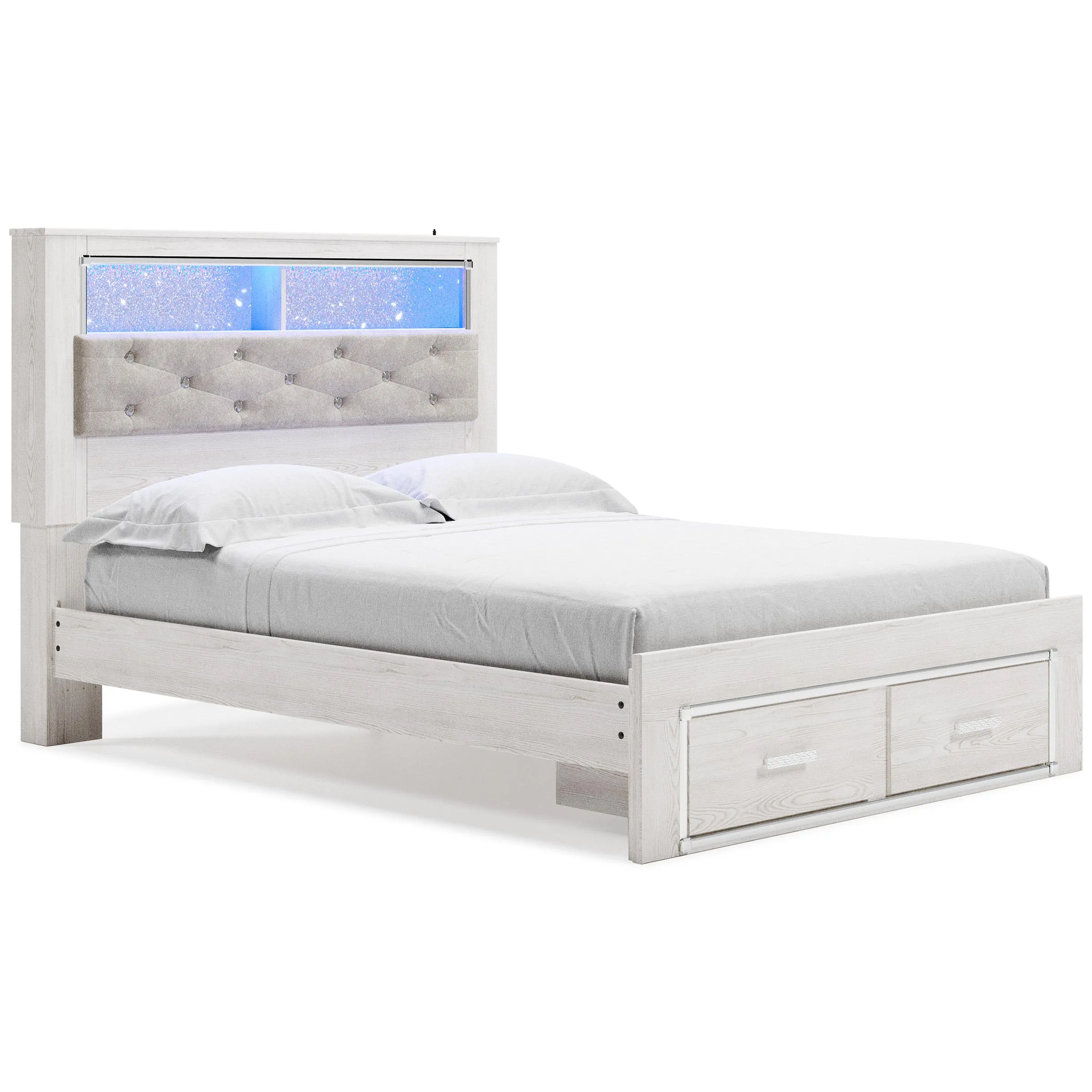 Signature Design by Ashley Altyra Queen Upholstered Bookcase Bed with Storage B2640-65/B2640-54S/B2640-95/B100-13