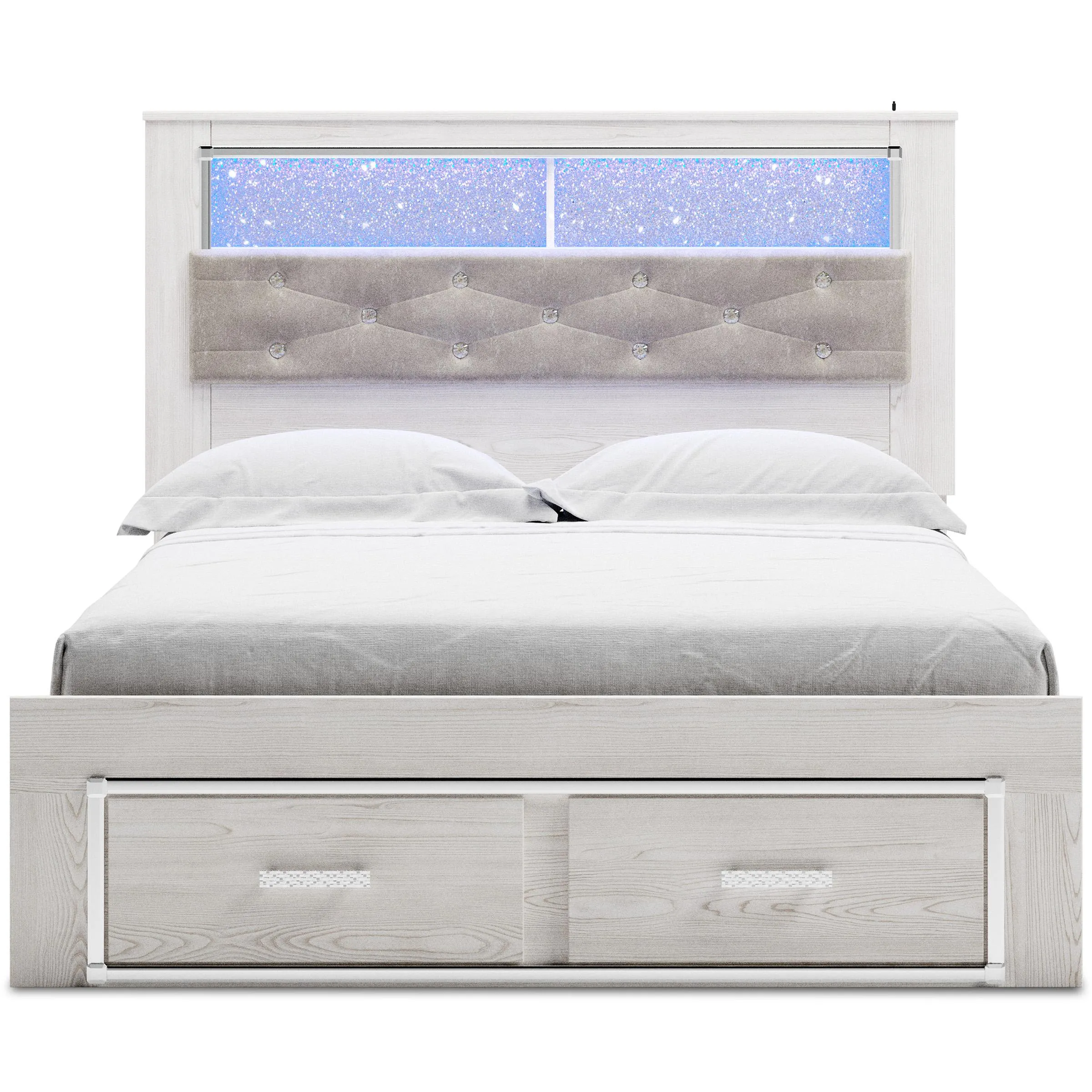 Signature Design by Ashley Altyra Queen Upholstered Bookcase Bed with Storage B2640-65/B2640-54S/B2640-95/B100-13