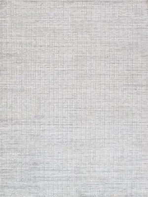 Slate Collection Hand-Loomed Silk & Wool Ivory/Silver Area Rug-12' 0" X 15' 0"