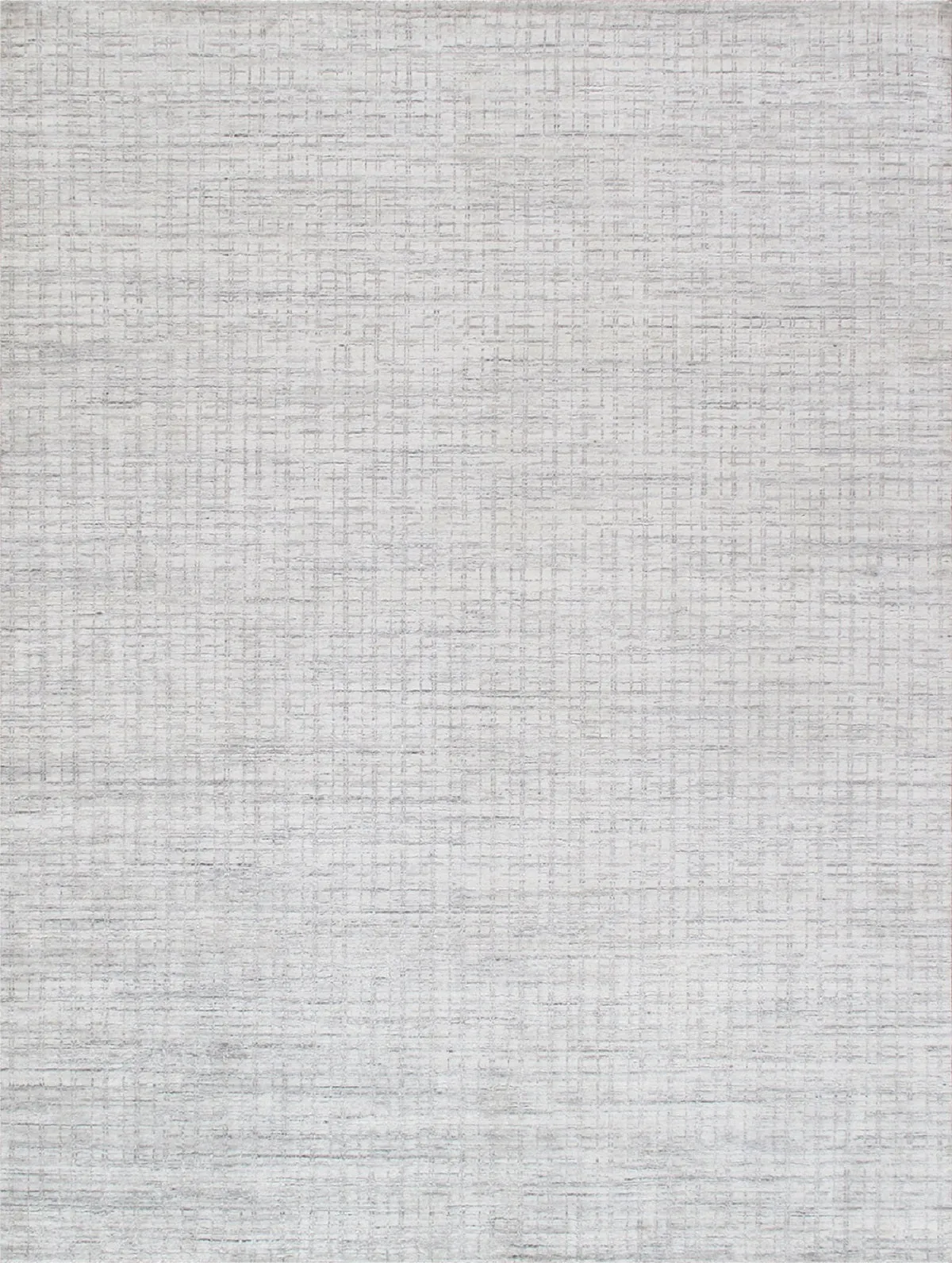 Slate Collection Hand-Loomed Silk & Wool Ivory/Silver Area Rug-12' 0" X 15' 0"