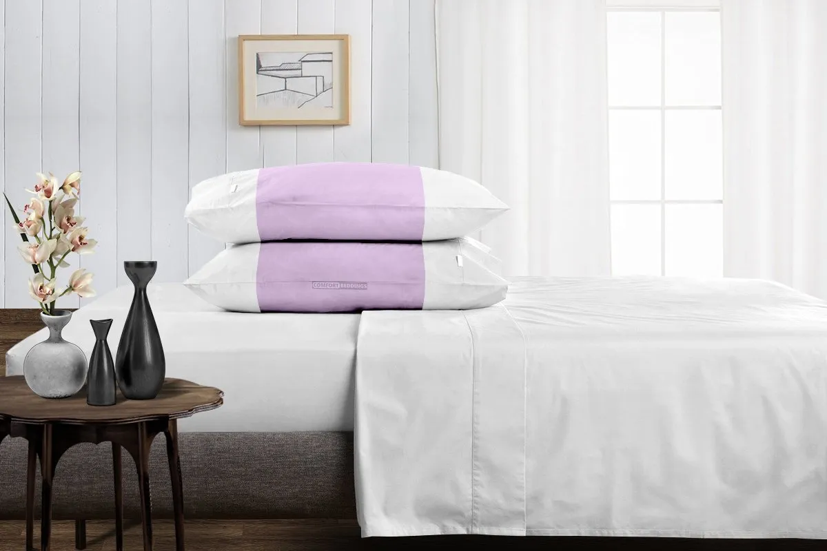 Soft Luxurious lilac - white contrast pillowcases