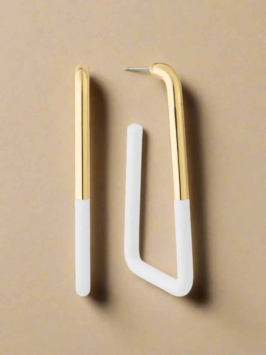 Striking Enamel Dipped Squared Hoop Earrings
