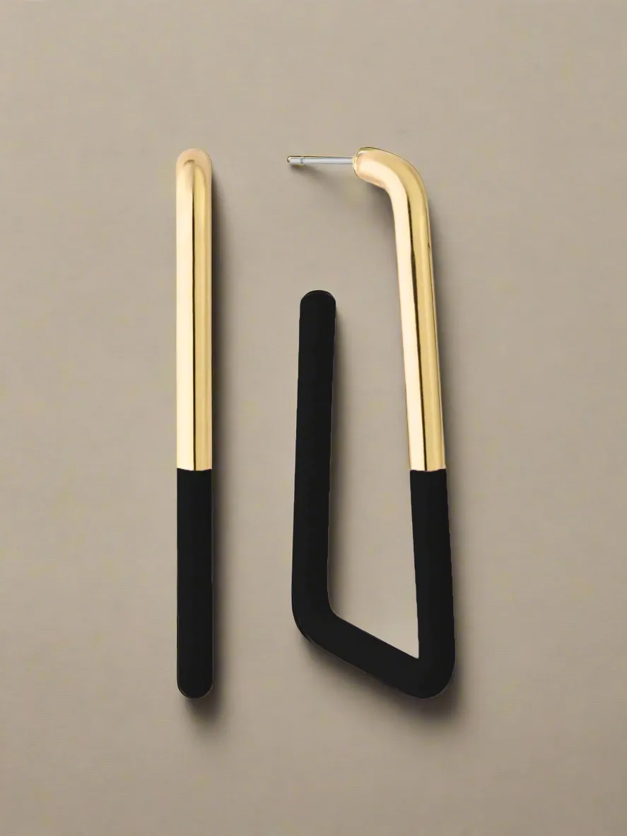 Striking Enamel Dipped Squared Hoop Earrings