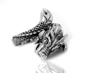 Striking Silver Dragon Ring
