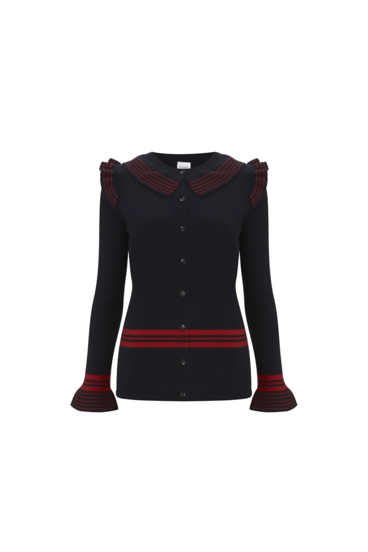 Striped Cardigan With Ruffles
