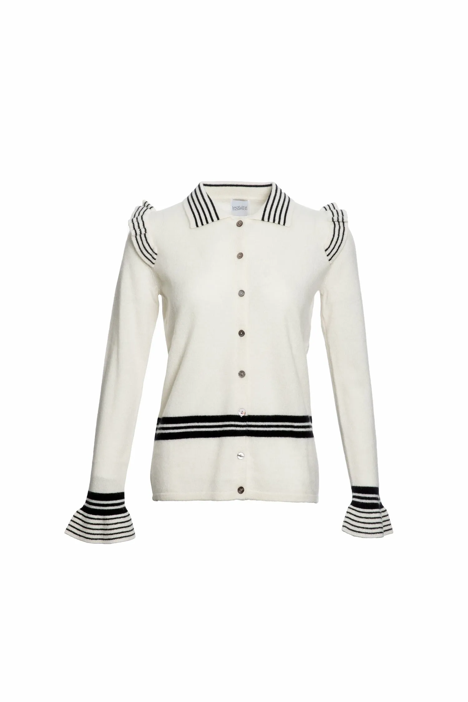 Striped Cardigan With Ruffles