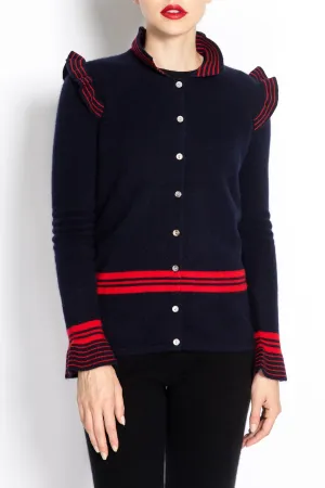 Striped Cardigan With Ruffles