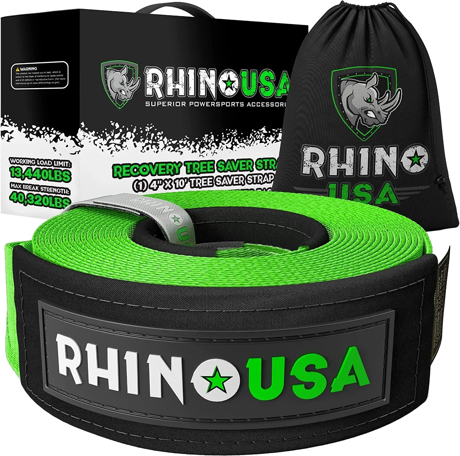 Super Strong Tug-O-War Strap (4" X 30') - Exceptional Lifting Capacity and Includes Stylish Carry Bag