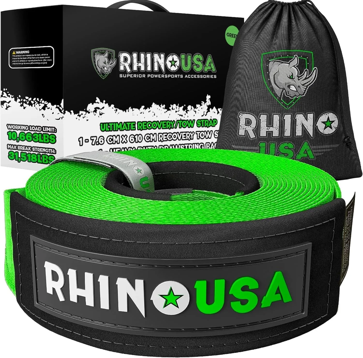 Super Strong Tug-O-War Strap (4" X 30') - Exceptional Lifting Capacity and Includes Stylish Carry Bag
