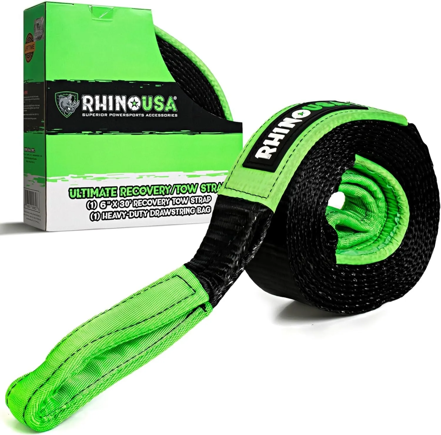 Super Strong Tug-O-War Strap (4" X 30') - Exceptional Lifting Capacity and Includes Stylish Carry Bag