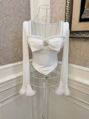 Sweetheart Princess Luxurious Beads White Black Blue Top