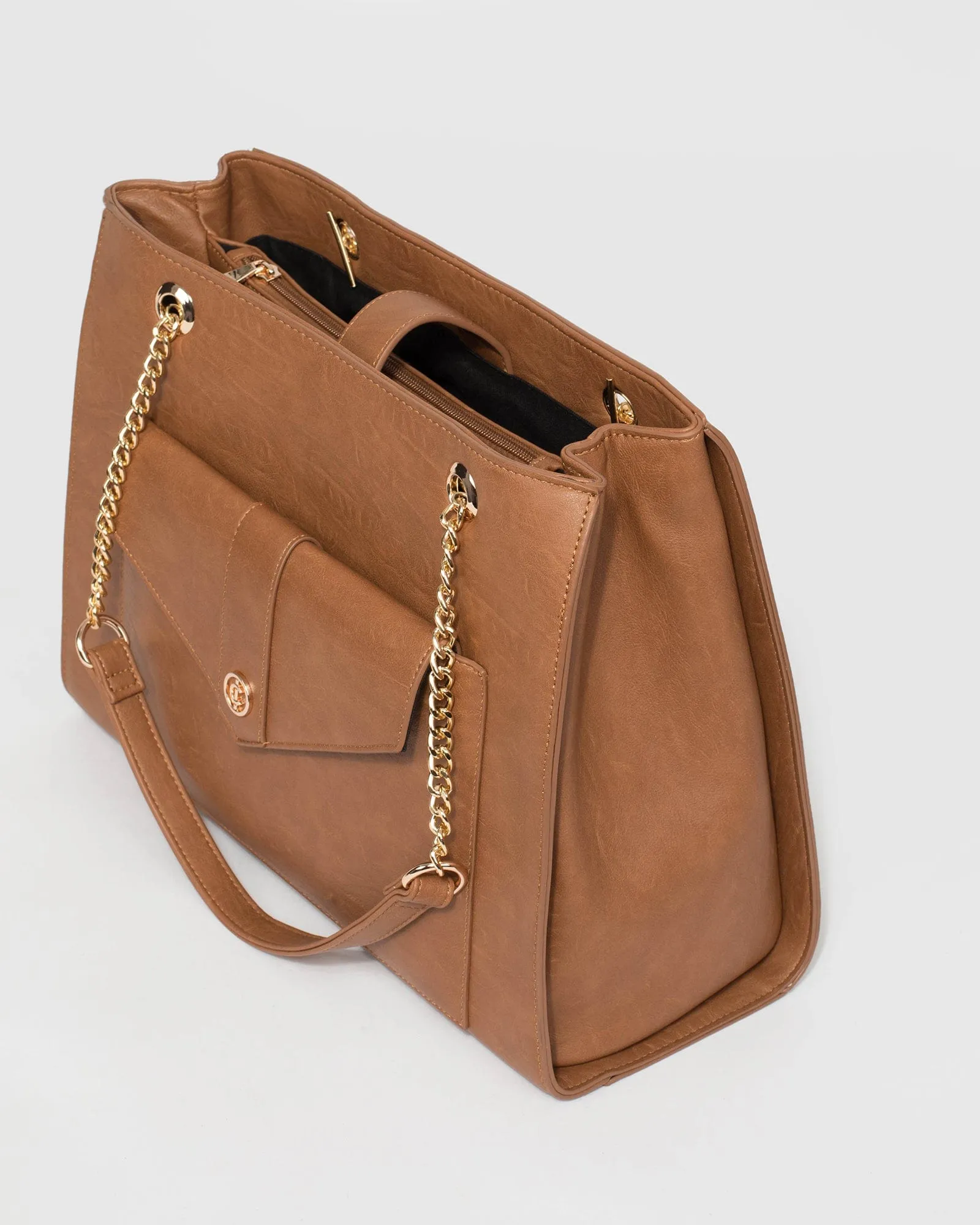 Tan Megan Chain Tote Bag