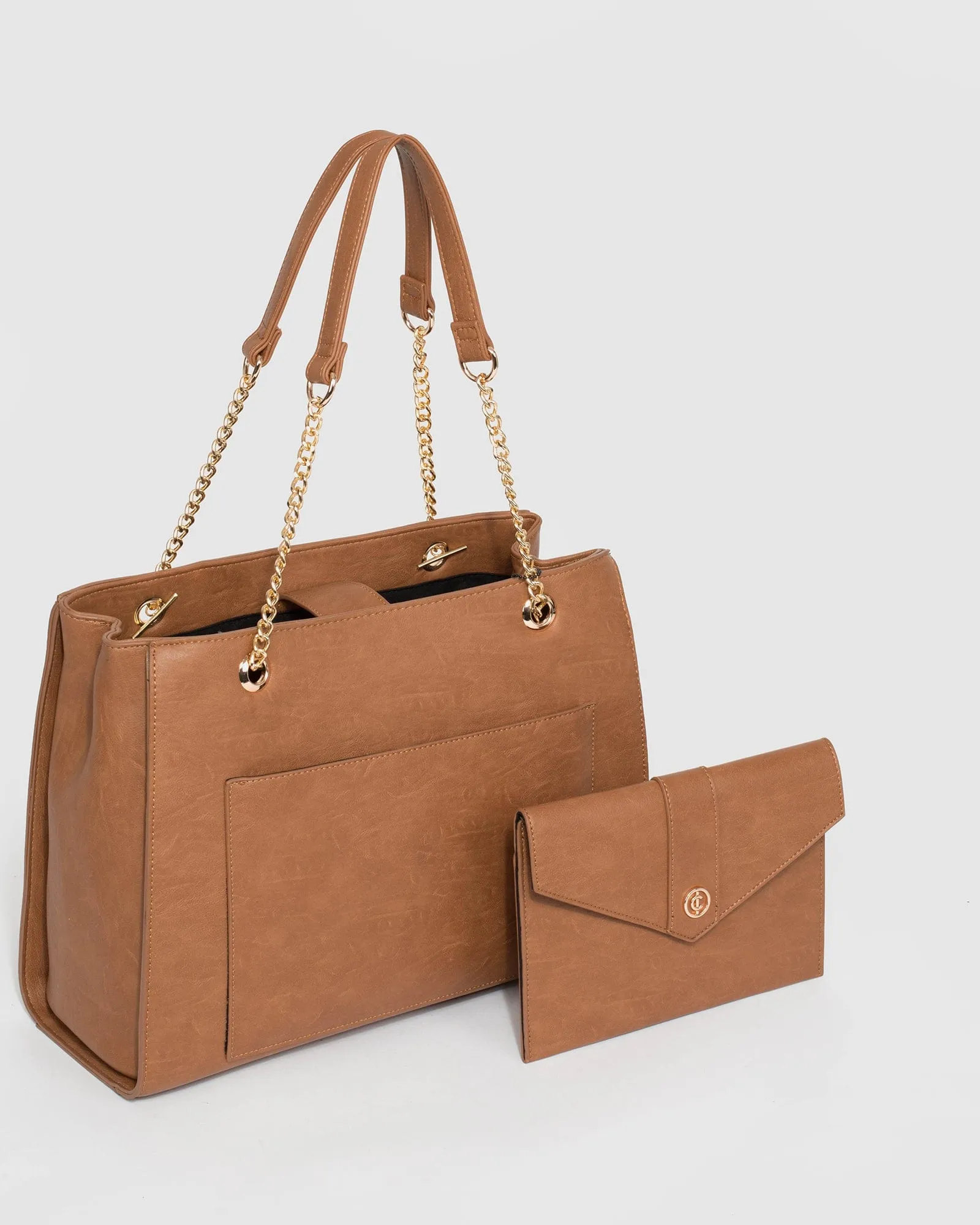 Tan Megan Chain Tote Bag