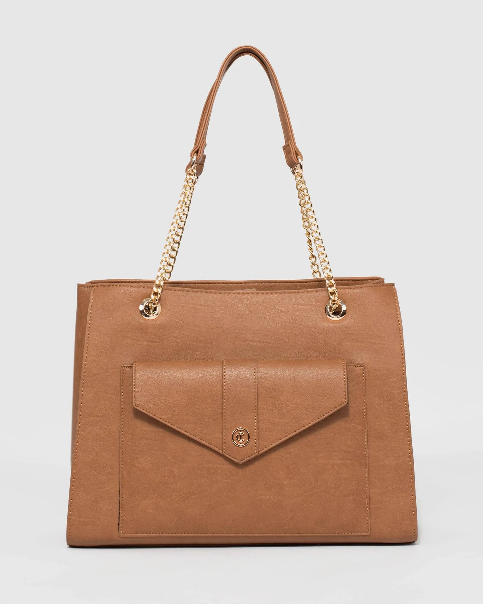 Tan Megan Chain Tote Bag