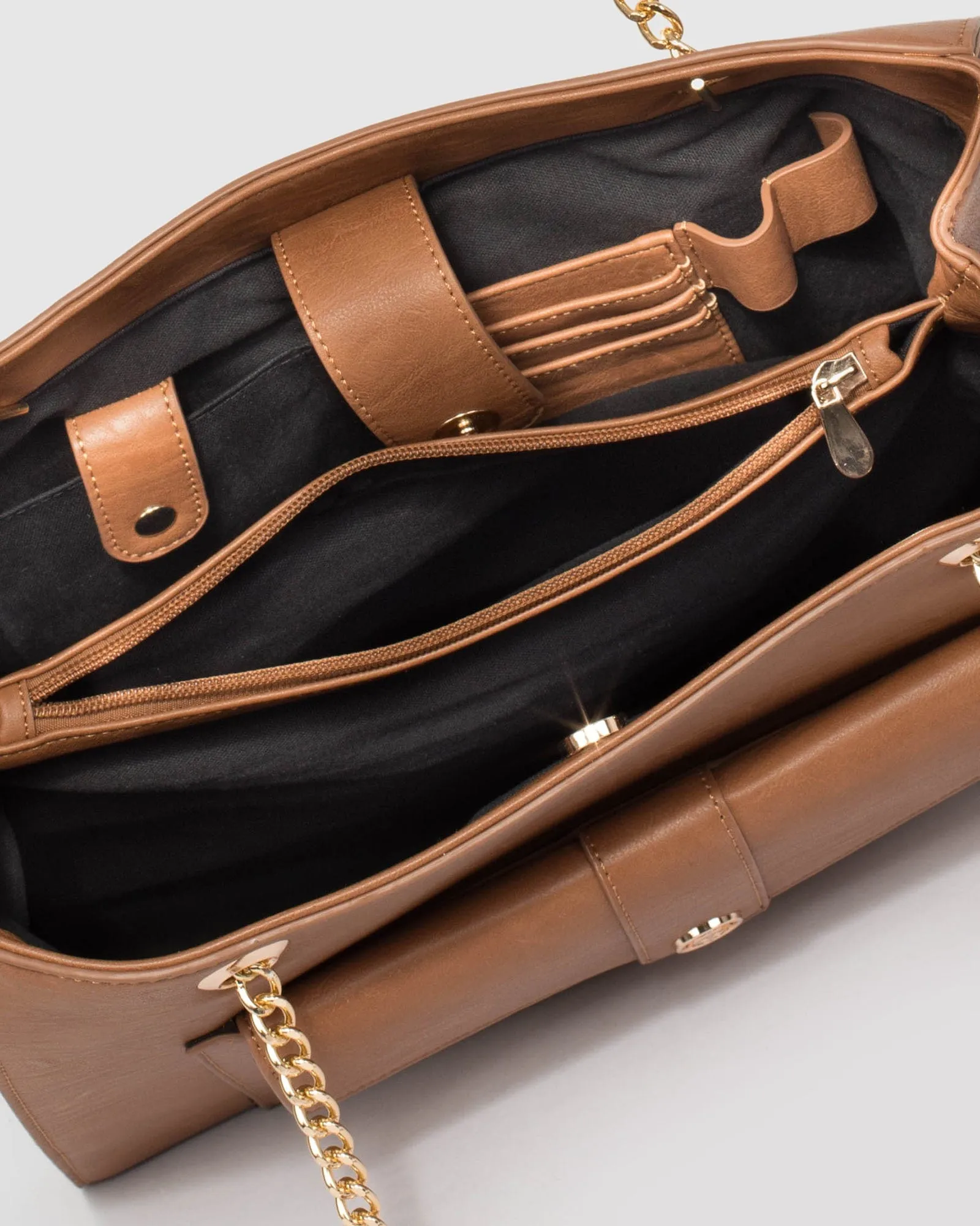 Tan Megan Chain Tote Bag