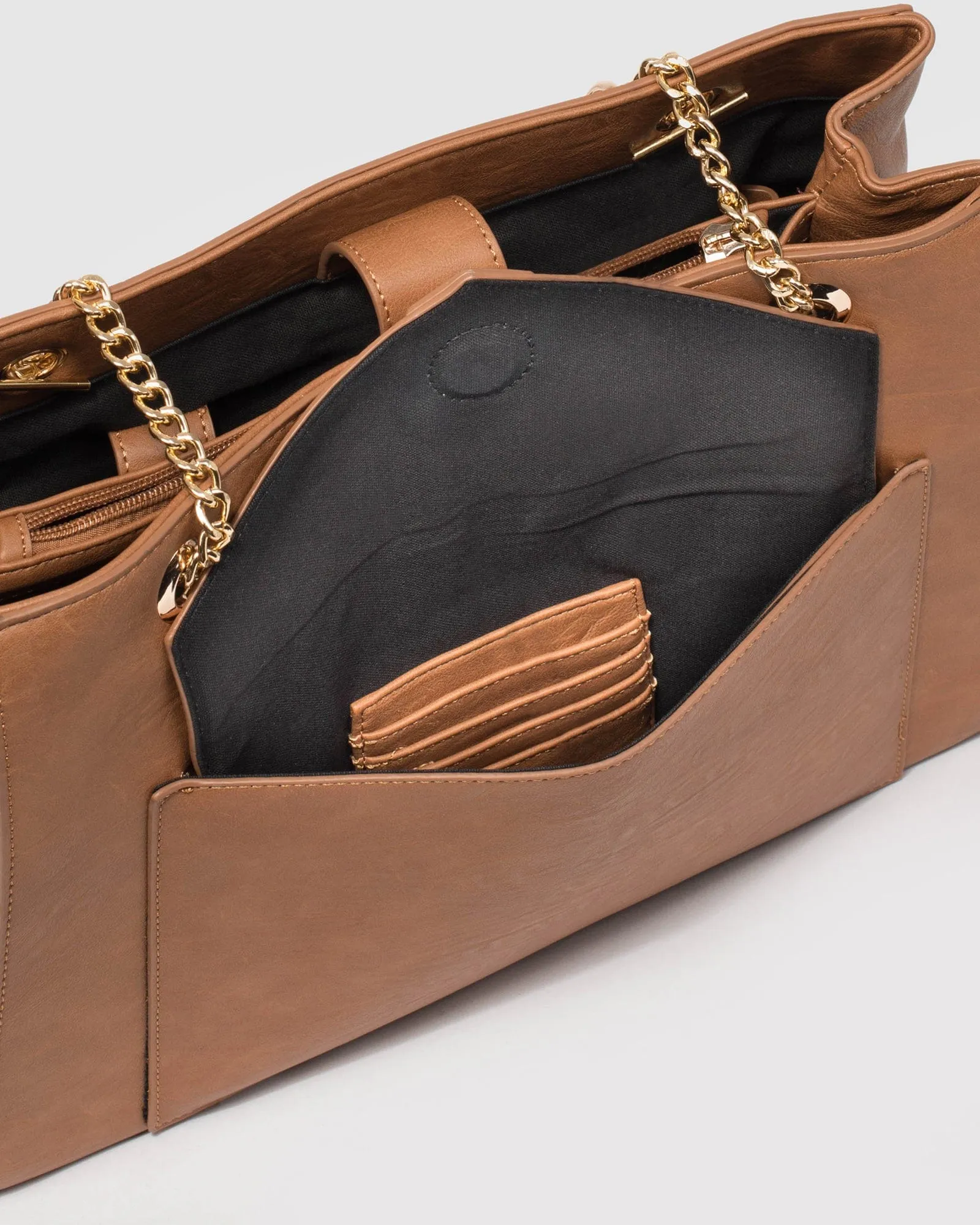 Tan Megan Chain Tote Bag
