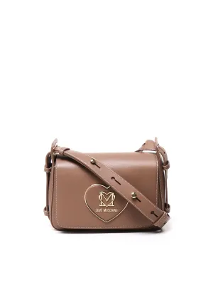 Taupe Leather Shoulder Bag with Strap