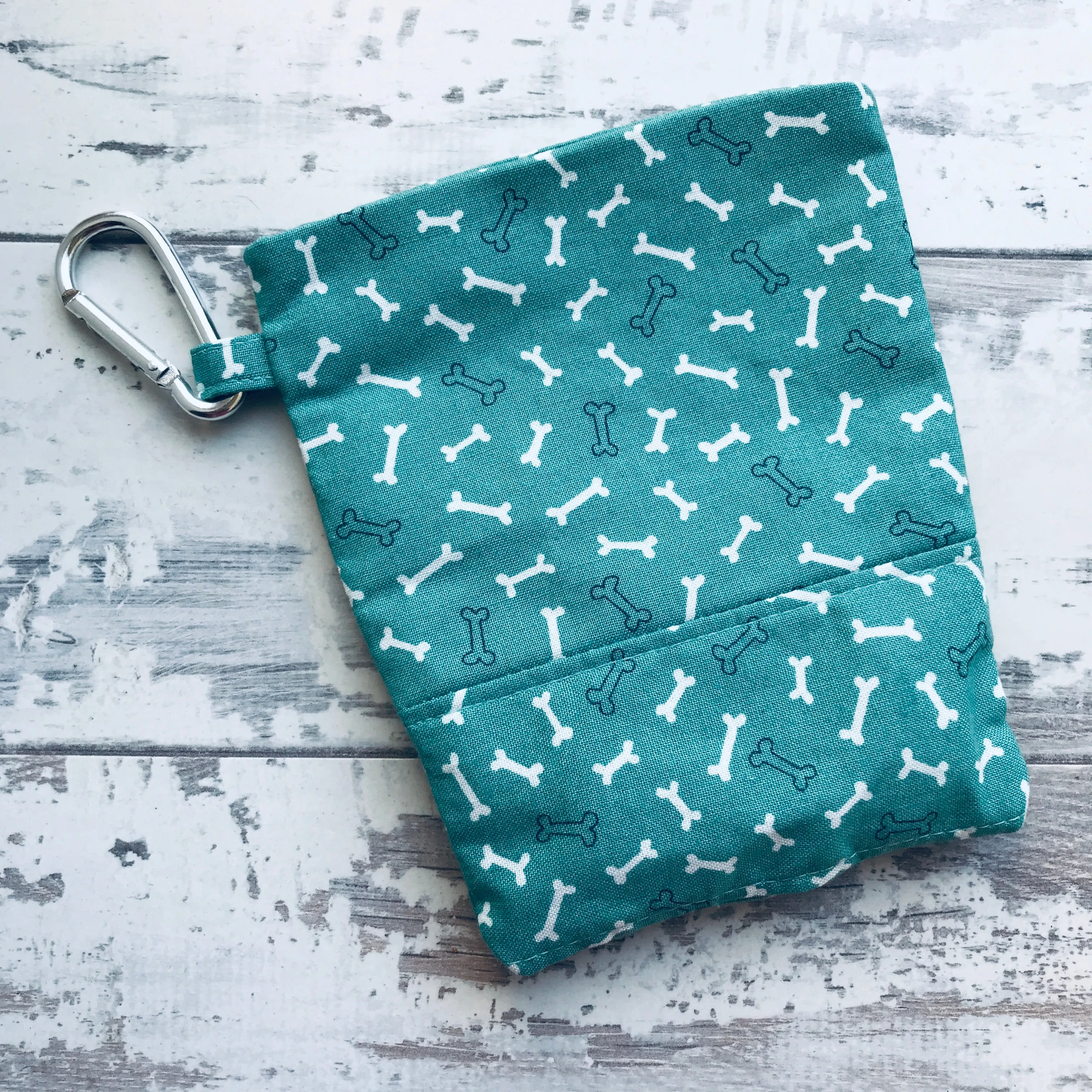 Teal Bones Treat & Poobag Holder