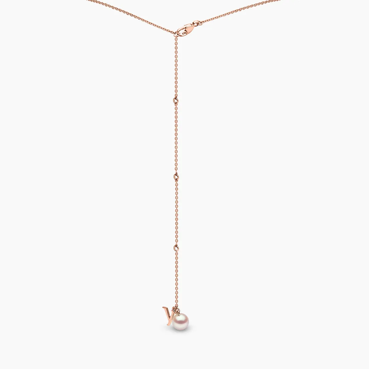 Trend 18K Gold Freshwater Pearl And Diamond V Necklace