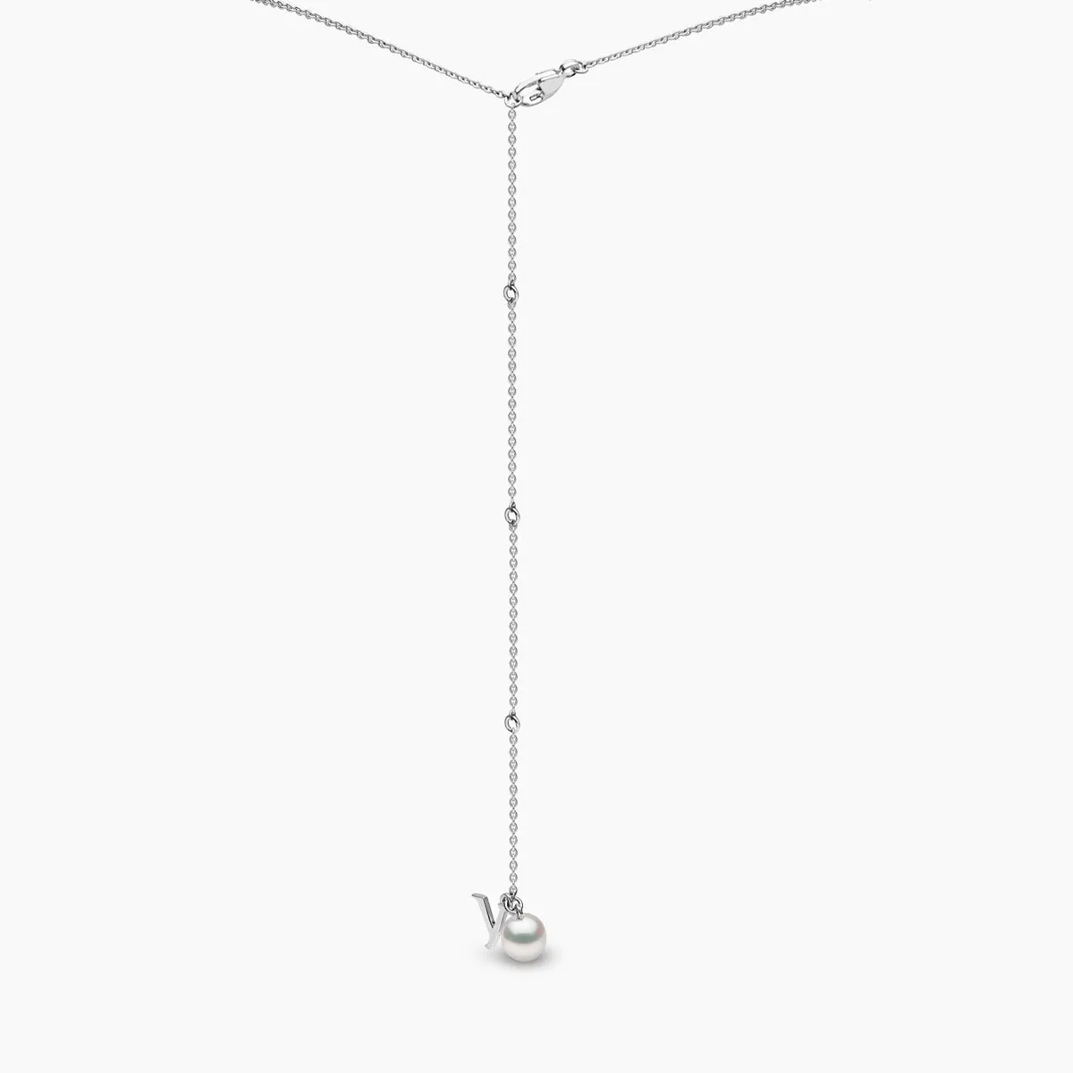 Trend 18K Gold Freshwater Pearl And Diamond V Necklace