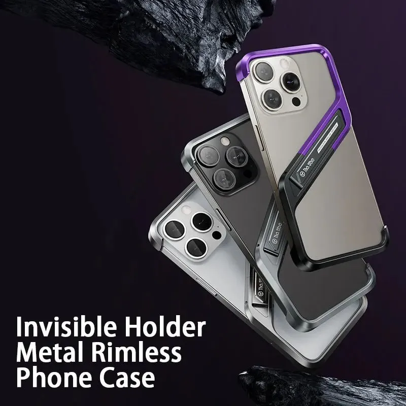 Ultra-Luxurious All-metal Bare Frame Geometric Stand Case For IPhone