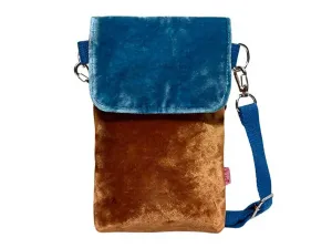 Velvet Phone Purse - Burnt Orange and Blue