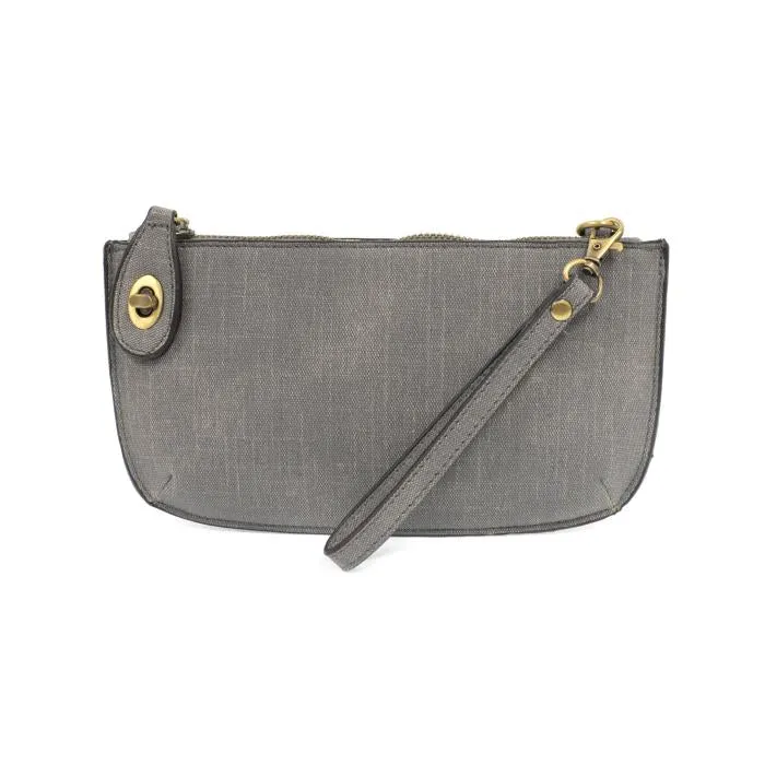 Vera Soft Linen Crossbody Wristlet Clutch in Grey