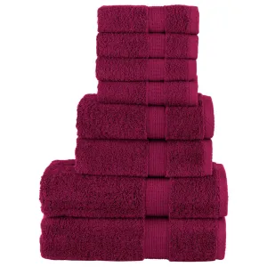 vidaXL 8 Piece Premium Towel Set SOLUND Bordeaux 600 GSM – Luxuriously Soft & Highly Absorbent Towels for Home and Spa