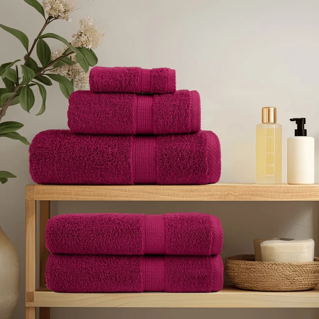 vidaXL 8 Piece Premium Towel Set SOLUND Bordeaux 600 GSM – Luxuriously Soft & Highly Absorbent Towels for Home and Spa