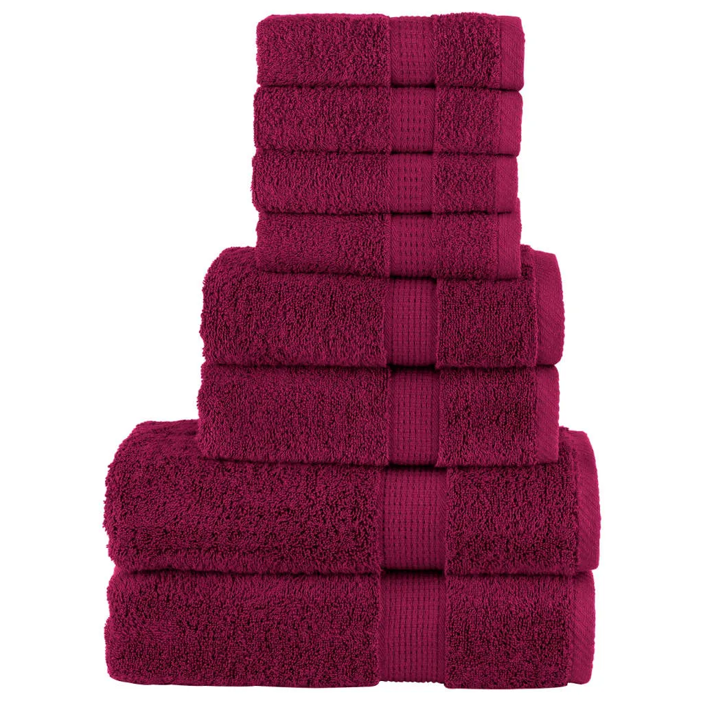 vidaXL 8 Piece Premium Towel Set SOLUND Bordeaux 600 GSM – Luxuriously Soft & Highly Absorbent Towels for Home and Spa