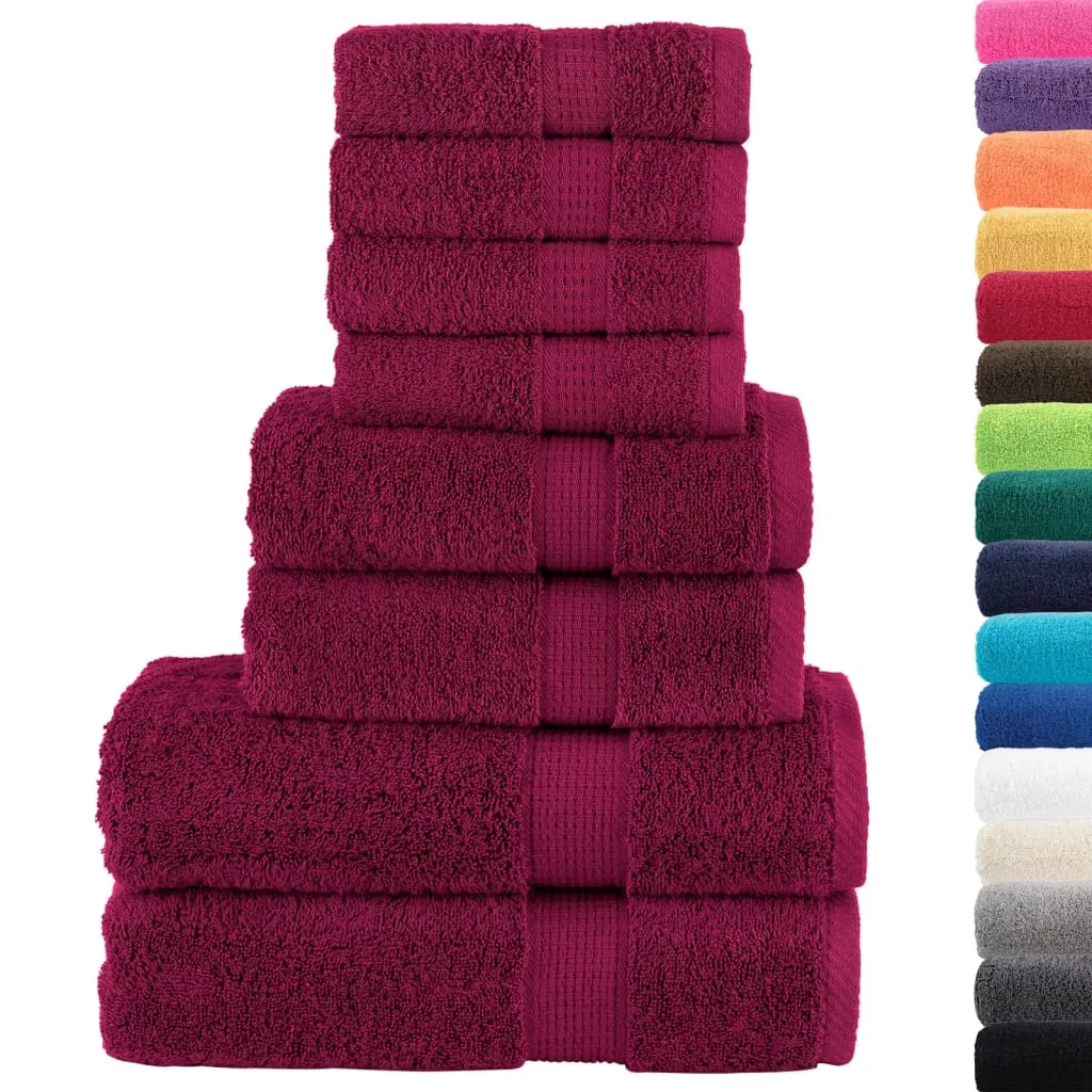 vidaXL 8 Piece Premium Towel Set SOLUND Bordeaux 600 GSM – Luxuriously Soft & Highly Absorbent Towels for Home and Spa
