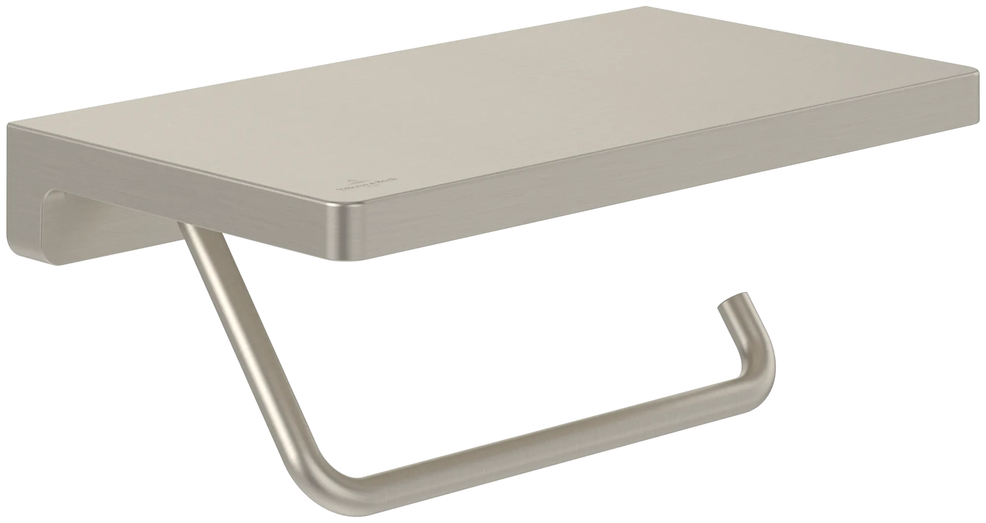 Villeroy & Boch Elements Striking Toilet Roll Holder with Shelf Brushed Nickel