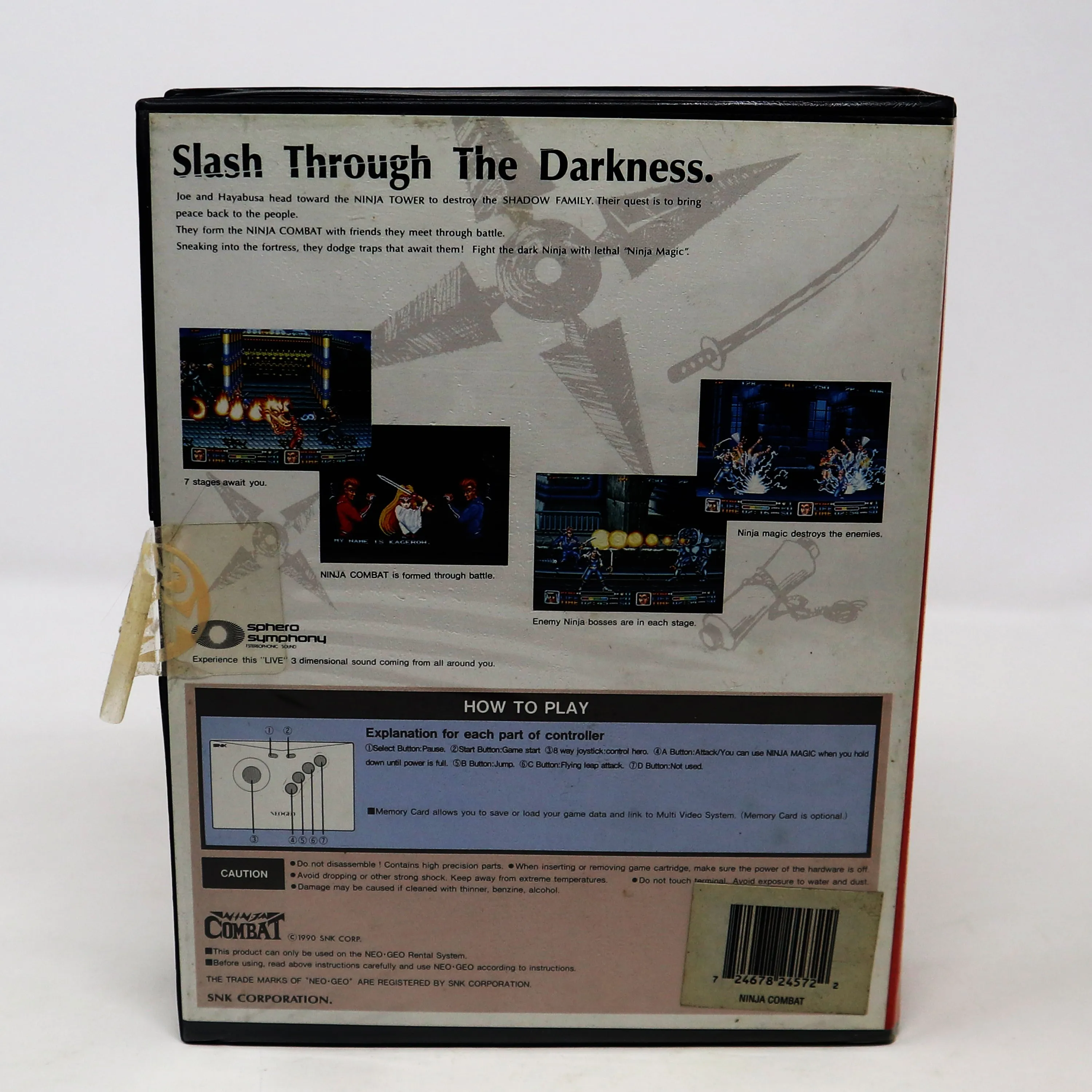 Vintage 1990 90s SNK Neo-Geo AES Ninja Combat 46 MEGA Super High Tech Fighting Video Game Japan Rare