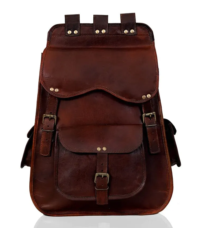 Vintage Brown Leather Backpack