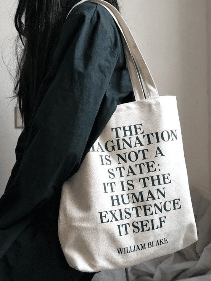 Vintage Print Canvas Shopper Bag