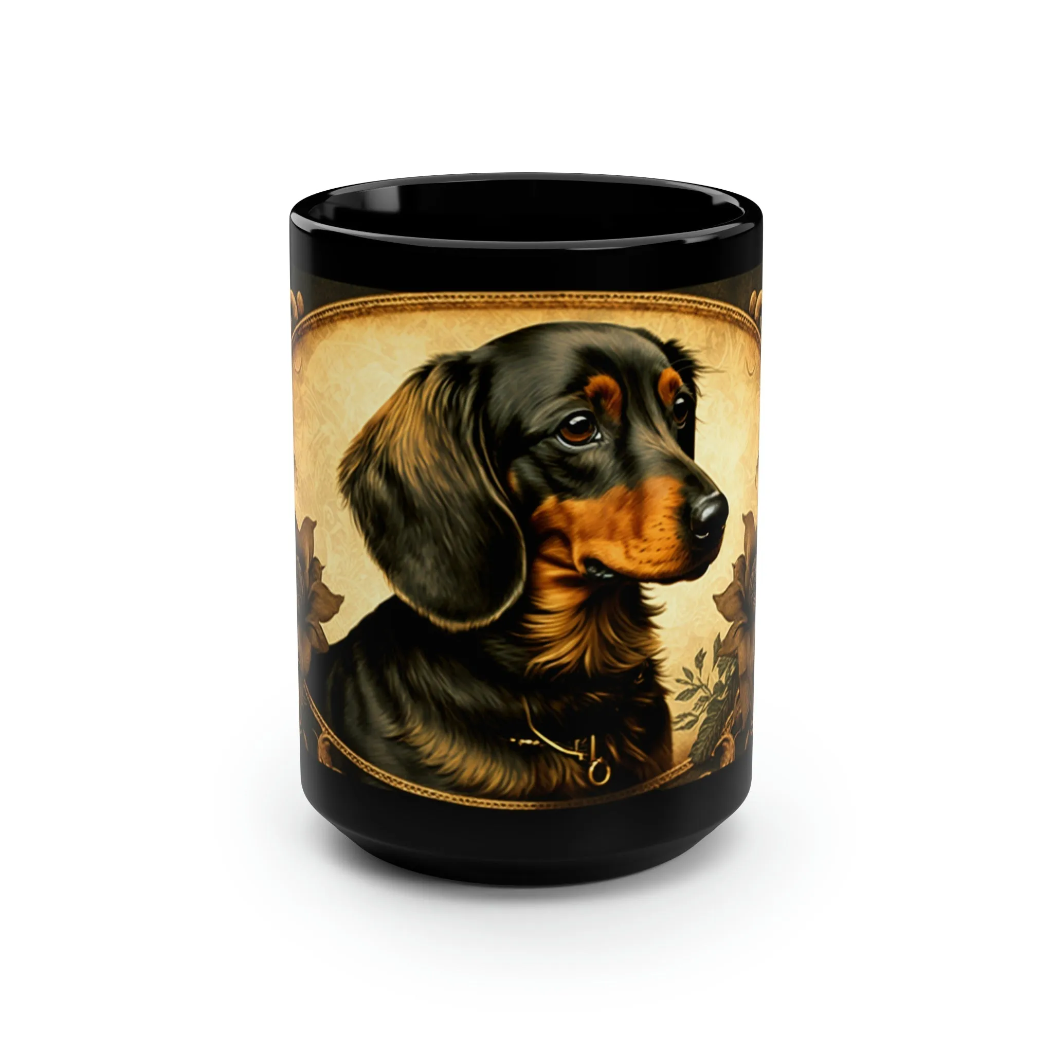 Vintage Victorian Dachshund Portrait - 15 oz Coffee Mug