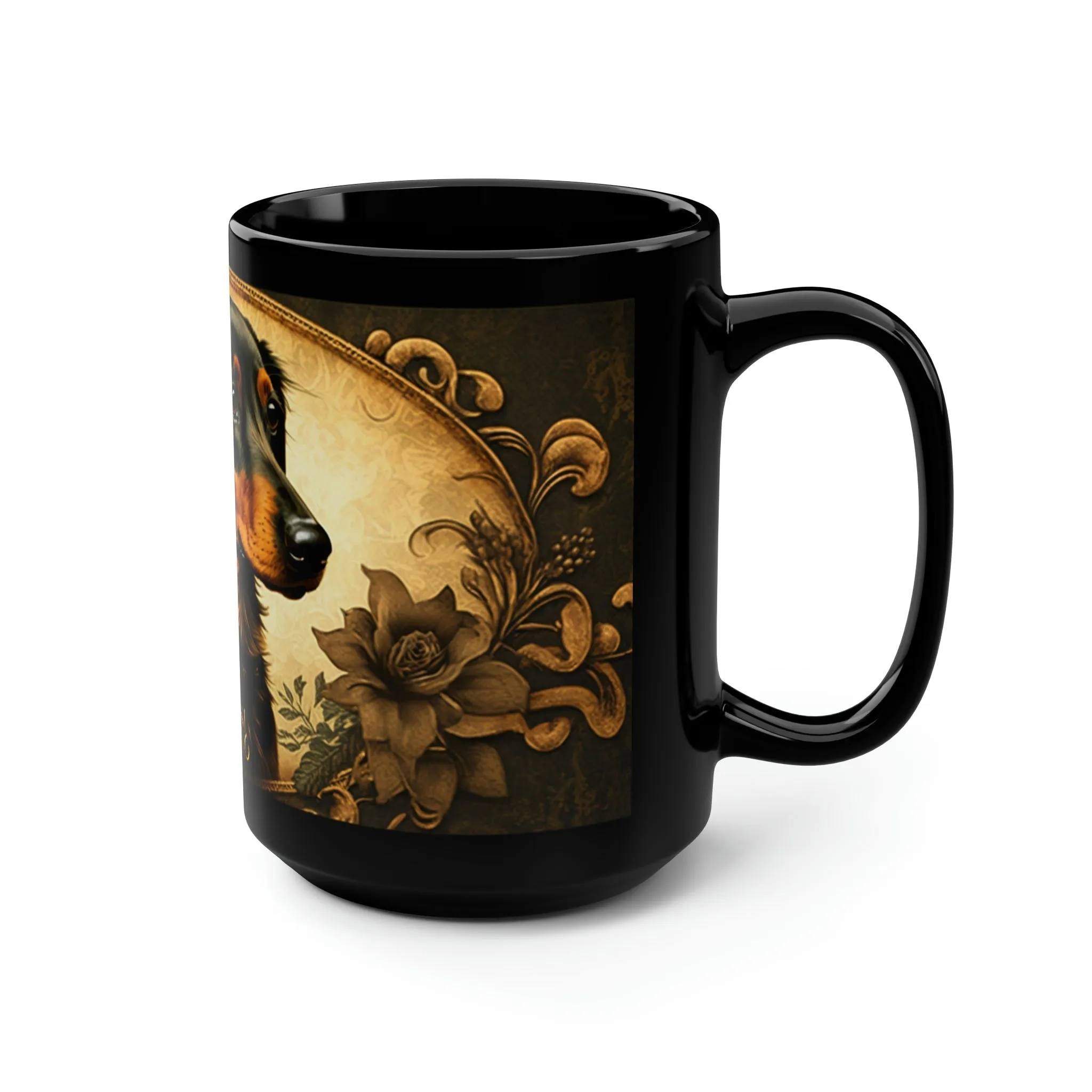 Vintage Victorian Dachshund Portrait - 15 oz Coffee Mug