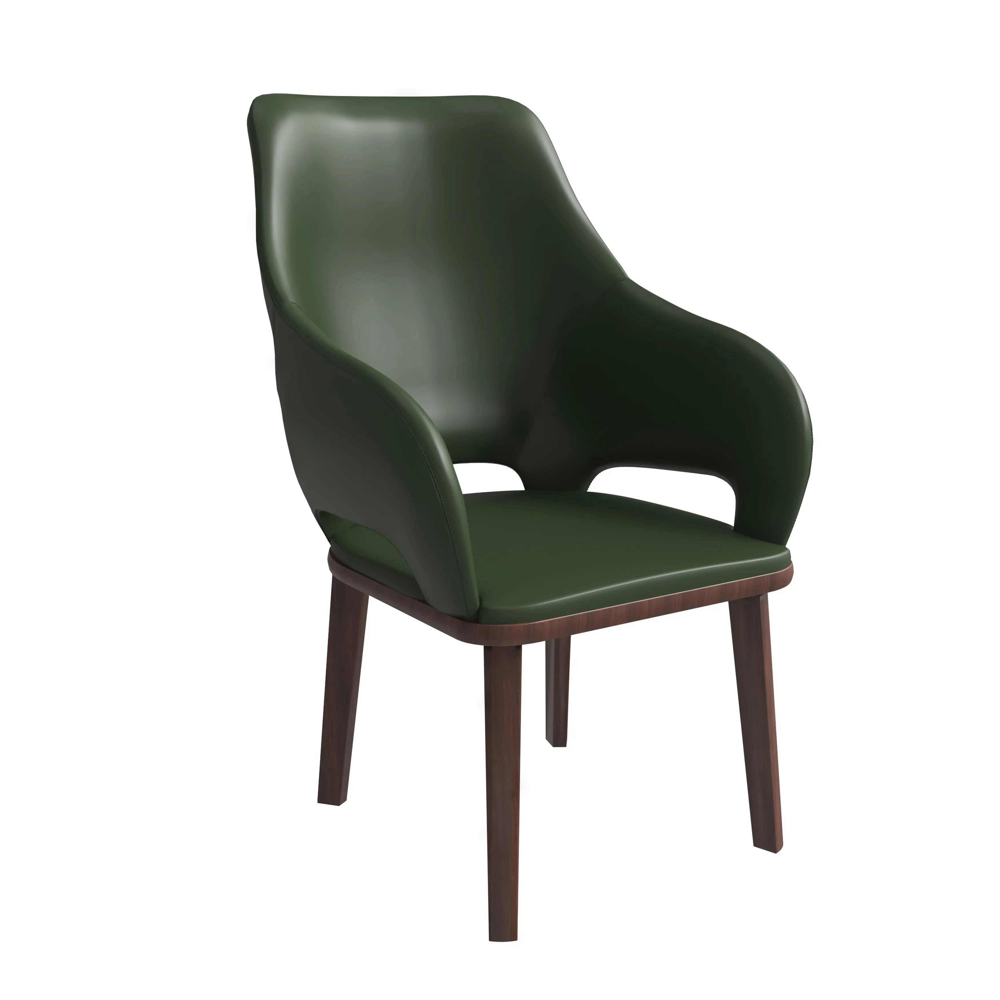 Vivara Collection Dining Chair Upholstered in Leather with Rubberwood Base Set of 2