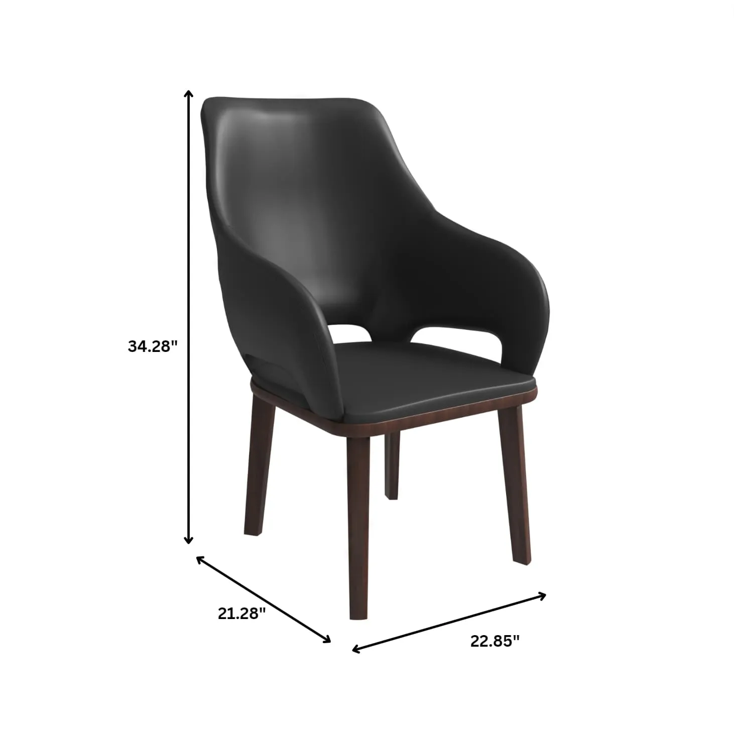 Vivara Collection Dining Chair Upholstered in Leather with Rubberwood Base Set of 2