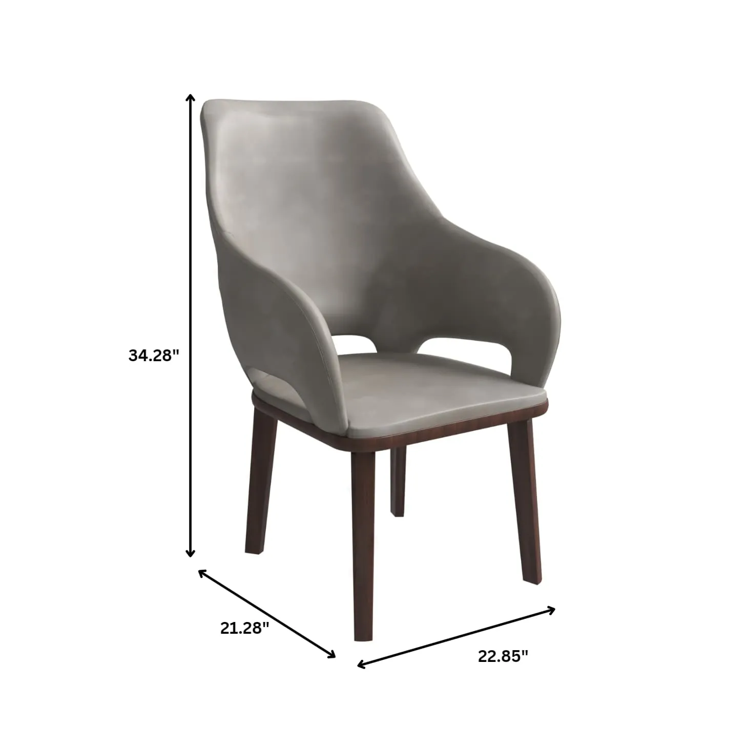 Vivara Collection Dining Chair Upholstered in Leather with Rubberwood Base Set of 2