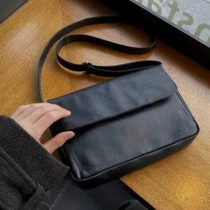 Vvsha  Christmas Gift Black Leather Flap Shoulder Bag