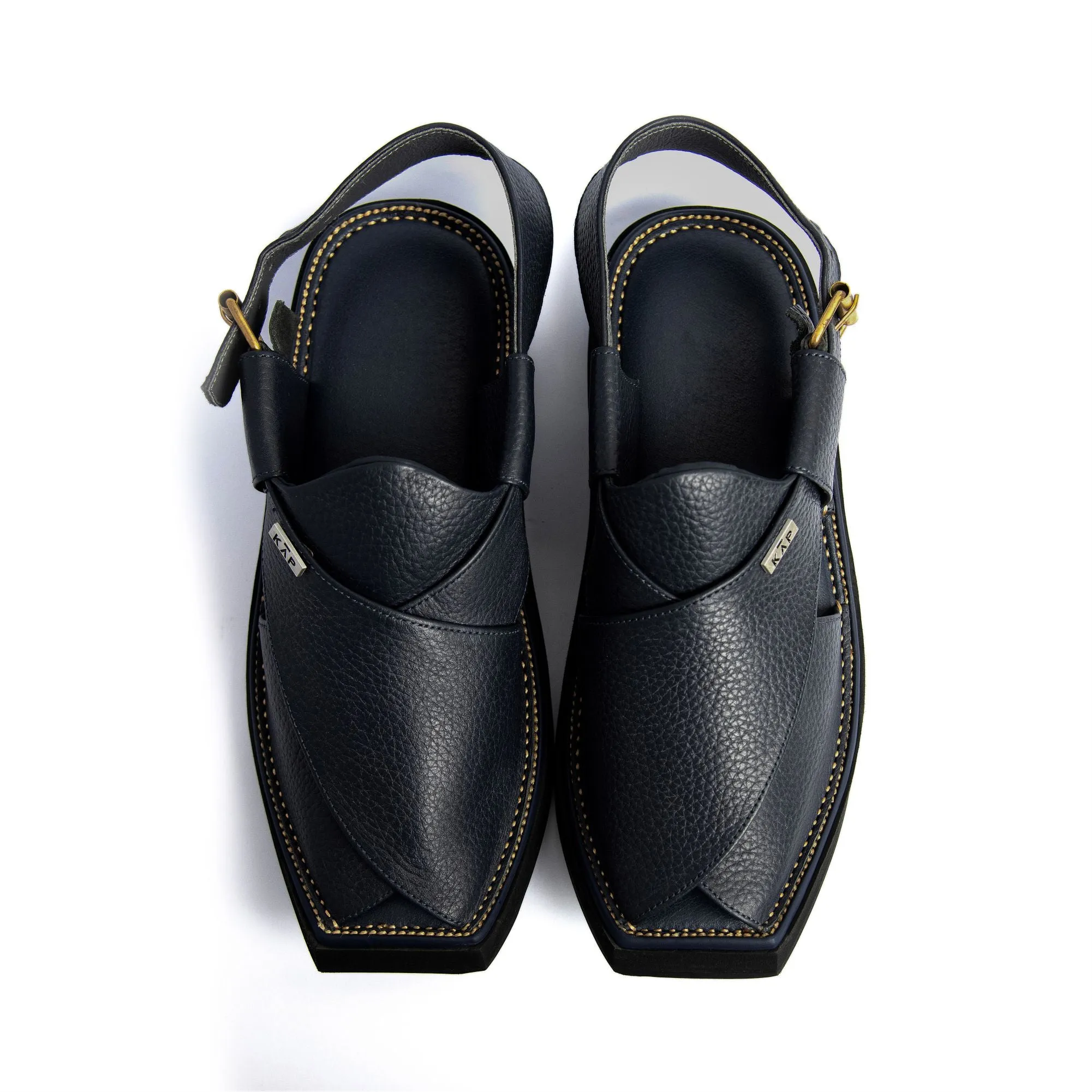 Walkway - Luxurious Grain Leather Kaptan Chappal (Blue)