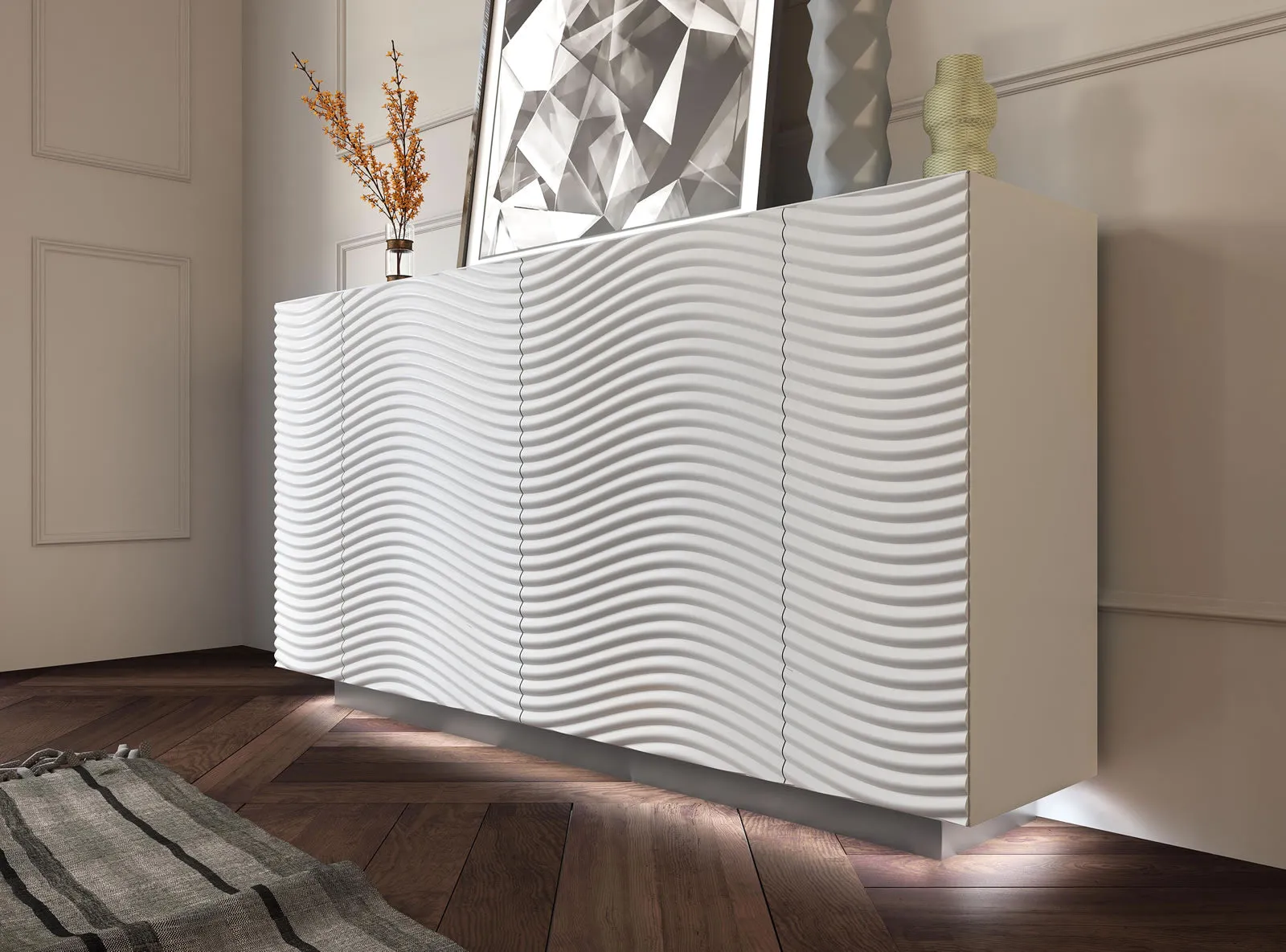 Wave White Modern Luxury Dining Set, made in Spain