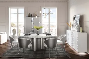 Wave White Modern Luxury Dining Set, made in Spain