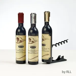 Wine Bottle Shaped Corkscrew, Plastic, 4.5", Gift Box, 12/display
