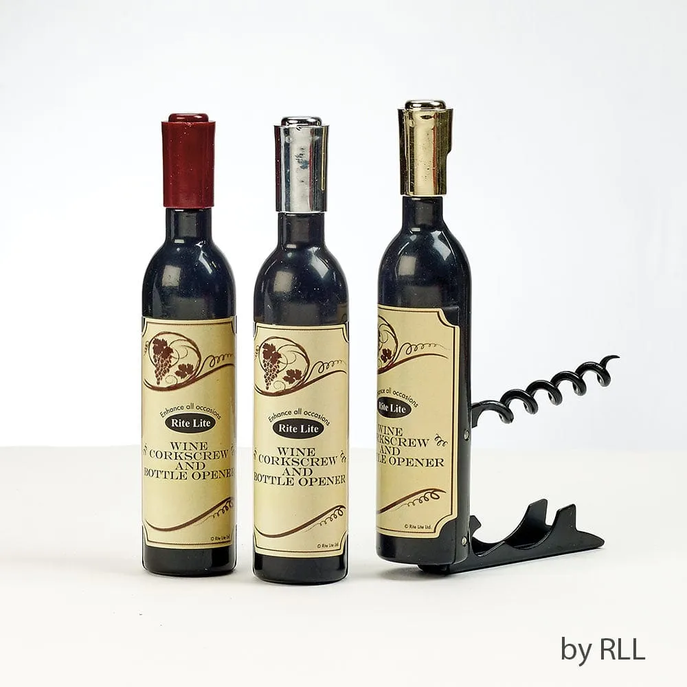 Wine Bottle Shaped Corkscrew, Plastic, 4.5", Gift Box, 12/display