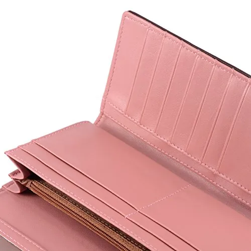 Women's Wallet Clutches Purse Long Leather Cute Shoe Purse With Bandage (Pink)